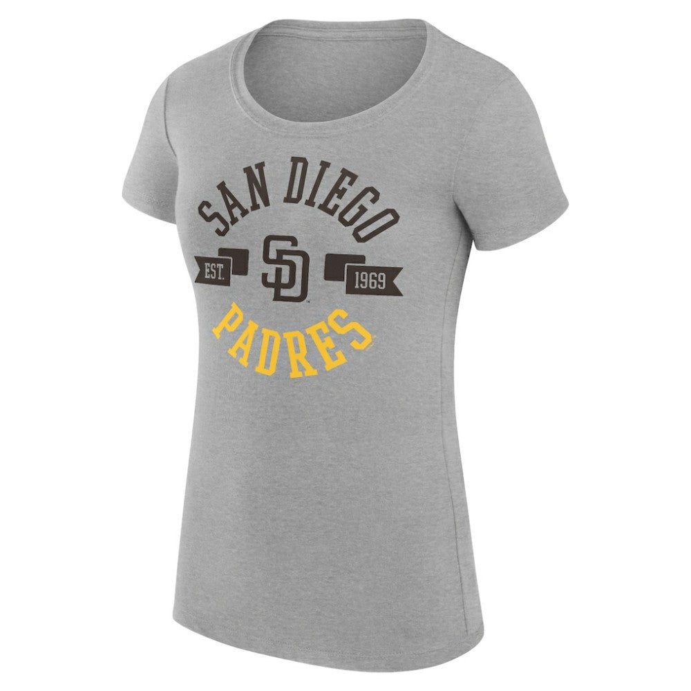 San Diego Padres G-III 4Her by Carl Banks Women's Super-Slim Fit Lightweight City Graphic T-Shirt - Heather Gray - MLB Sale