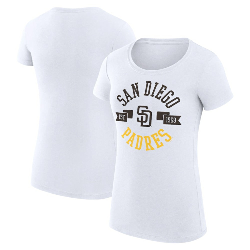 San Diego Padres G-III 4Her by Carl Banks Women's Super-Slim Fit Lightweight City Graphic T-Shirt - White - MLB on Sale