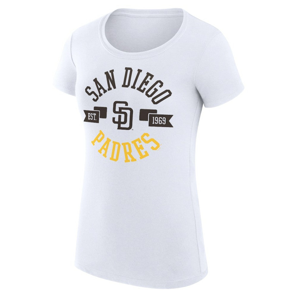 San Diego Padres G-III 4Her by Carl Banks Women's Super-Slim Fit Lightweight City Graphic T-Shirt - White - MLB on Sale