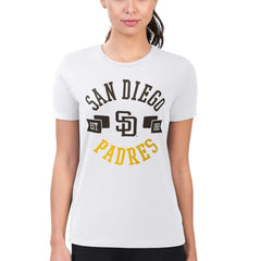 San Diego Padres G-III 4Her by Carl Banks Women's Super-Slim Fit Lightweight City Graphic T-Shirt - White - MLB on Sale