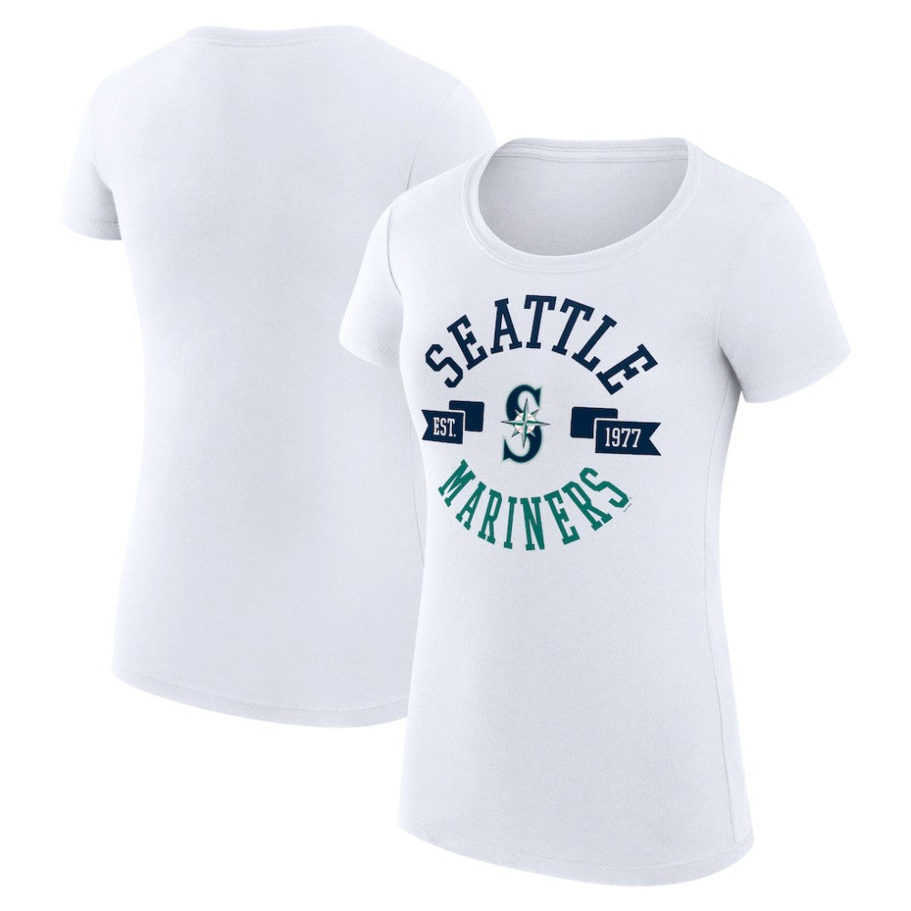 Seattle Mariners G-III 4Her by Carl Banks Women's Super-Slim Fit Lightweight City Graphic T-Shirt - White - MLB Sale