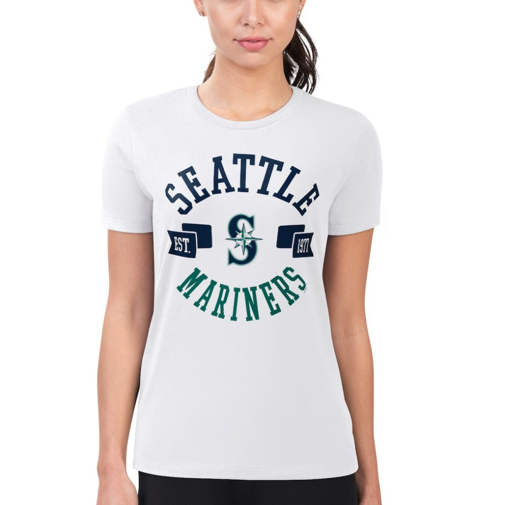 Seattle Mariners G-III 4Her by Carl Banks Women's Super-Slim Fit Lightweight City Graphic T-Shirt - White - MLB Sale