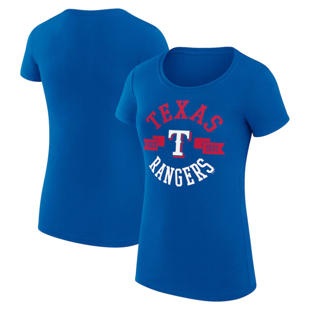 Texas Rangers G-III 4Her by Carl Banks Women's Super-Slim Fit Lightweight City Graphic T-Shirt - Royal - MLB Lifestyle
