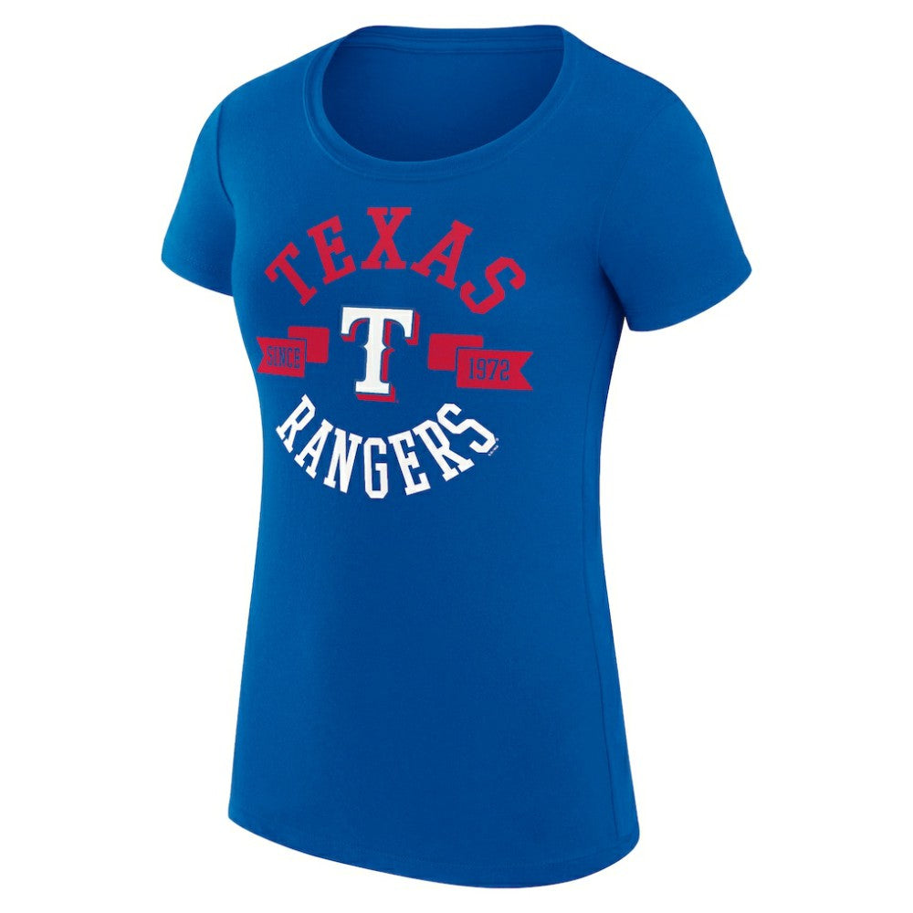 Texas Rangers G-III 4Her by Carl Banks Women's Super-Slim Fit Lightweight City Graphic T-Shirt - Royal - MLB Lifestyle