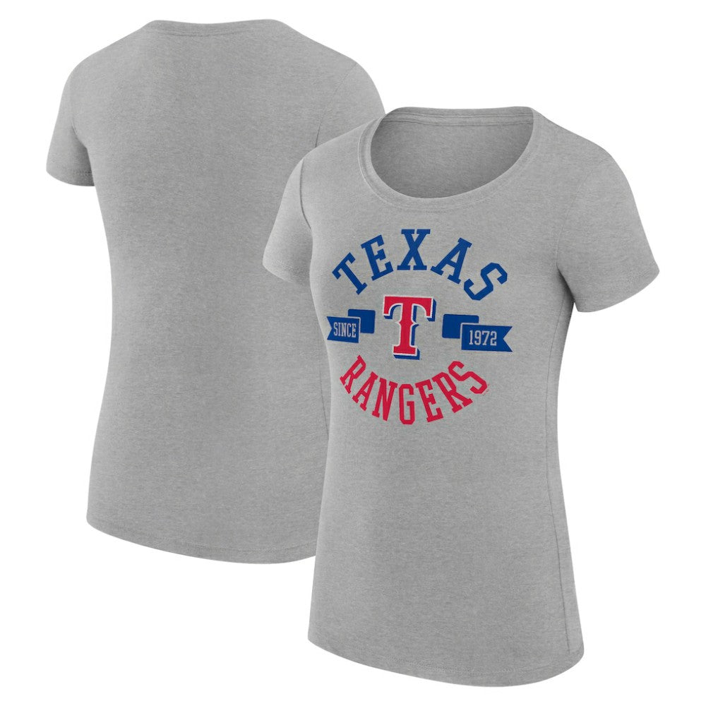 Texas Rangers G-III 4Her by Carl Banks Women's Super-Slim Fit Lightweight City Graphic T-Shirt - Heather Gray - MLB Discount