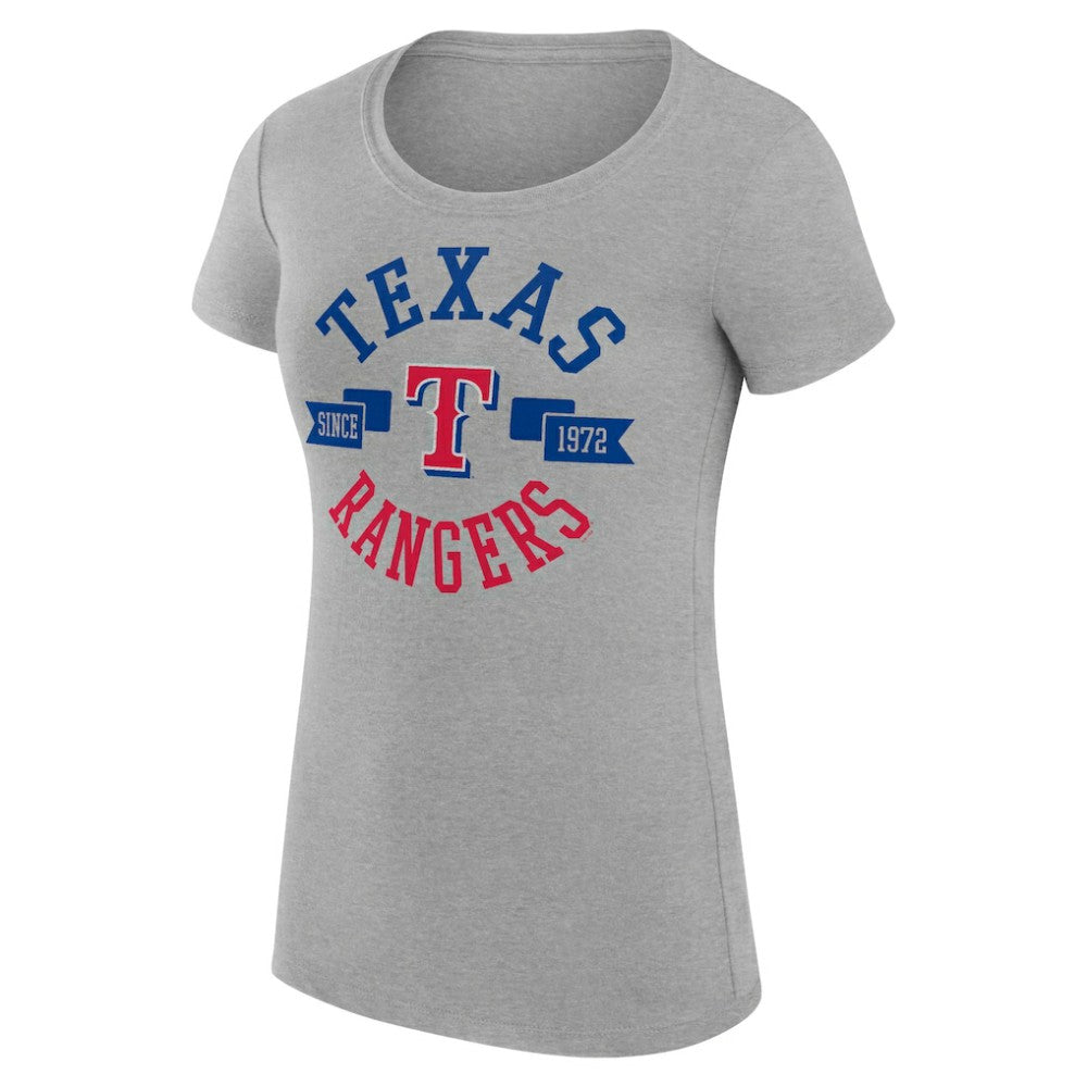 Texas Rangers G-III 4Her by Carl Banks Women's Super-Slim Fit Lightweight City Graphic T-Shirt - Heather Gray - MLB Discount