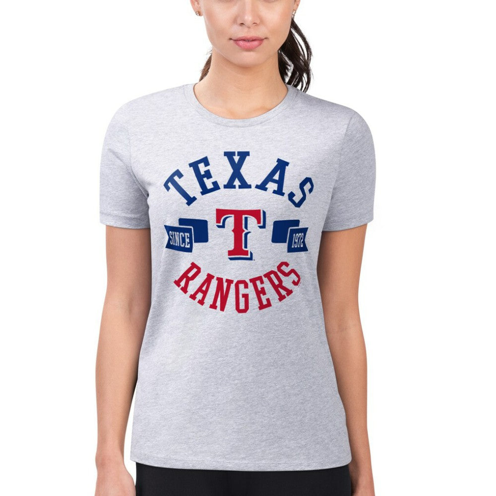 Texas Rangers G-III 4Her by Carl Banks Women's Super-Slim Fit Lightweight City Graphic T-Shirt - Heather Gray - MLB Discount