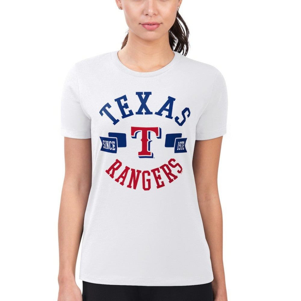 Texas Rangers G-III 4Her by Carl Banks Women's Super-Slim Fit Lightweight City Graphic T-Shirt - White - MLB Online