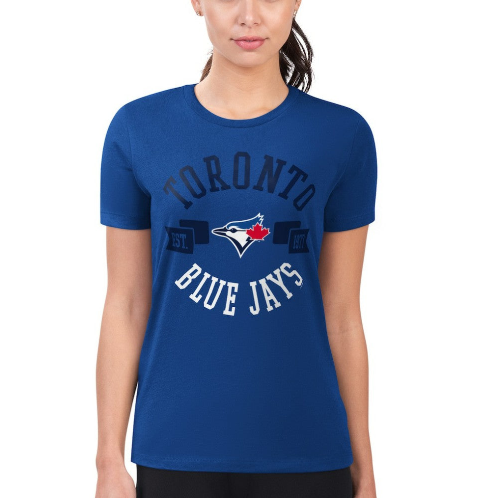 Toronto Blue Jays G-III 4Her by Carl Banks Women's Super-Slim Fit Lightweight City Graphic T-Shirt - Royal - MLB Lifestyle