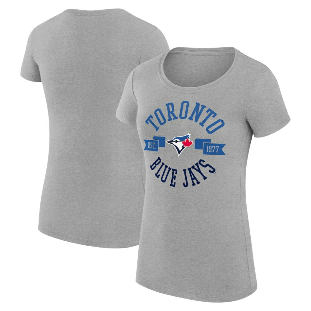 Toronto Blue Jays G-III 4Her by Carl Banks Women's Super-Slim Fit Lightweight City Graphic T-Shirt - Heather Gray - MLB Discount