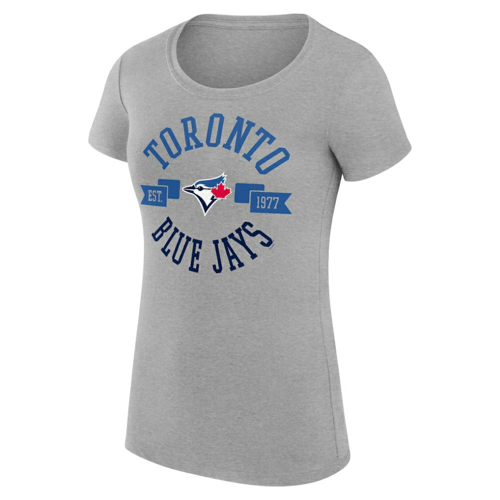 Toronto Blue Jays G-III 4Her by Carl Banks Women's Super-Slim Fit Lightweight City Graphic T-Shirt - Heather Gray - MLB Discount