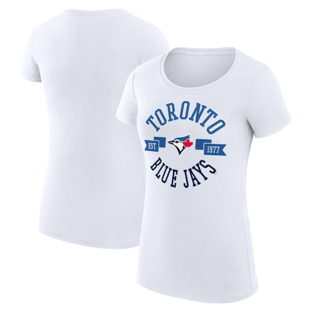 Toronto Blue Jays G-III 4Her by Carl Banks Women's Super-Slim Fit Lightweight City Graphic T-Shirt - White - MLB on Sale