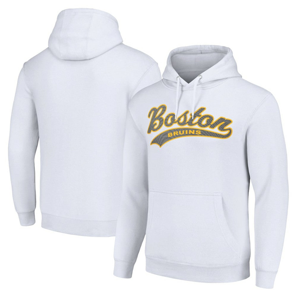 Boston Bruins Starter Tailsweep Fleece Tri-Blend Pullover Hoodie - White - NHL 200652648