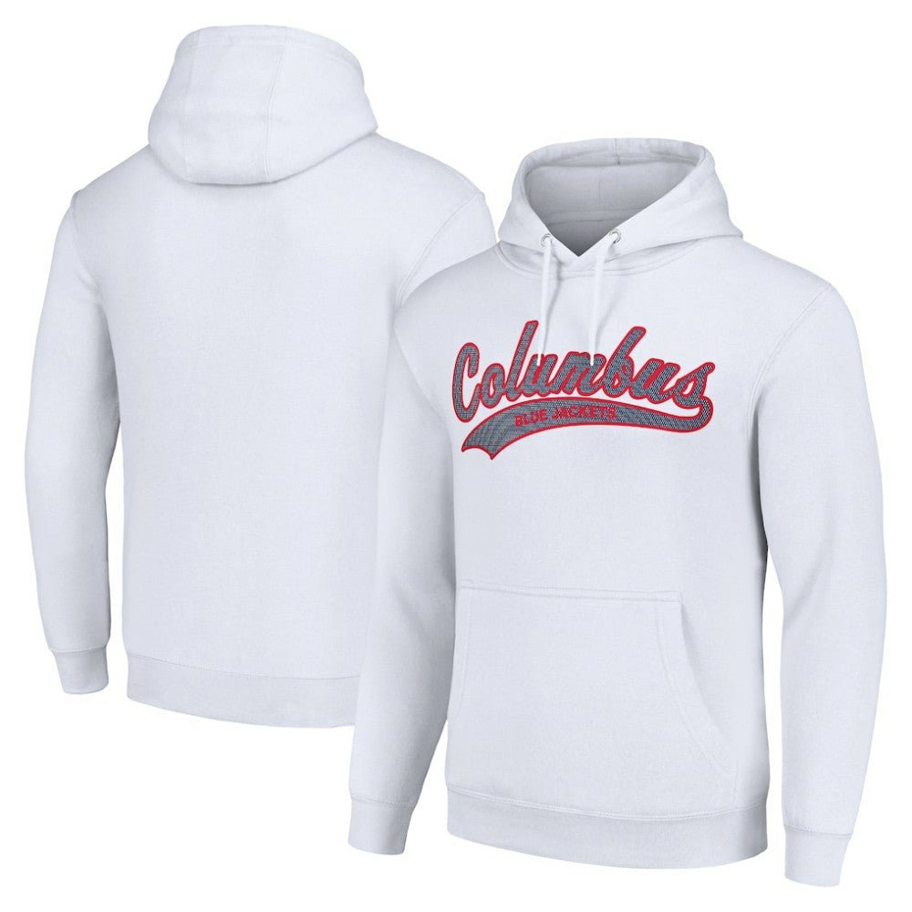 Columbus Blue Jackets Starter Tailsweep Fleece Tri-Blend Pullover Hoodie - White - NHL 200652654