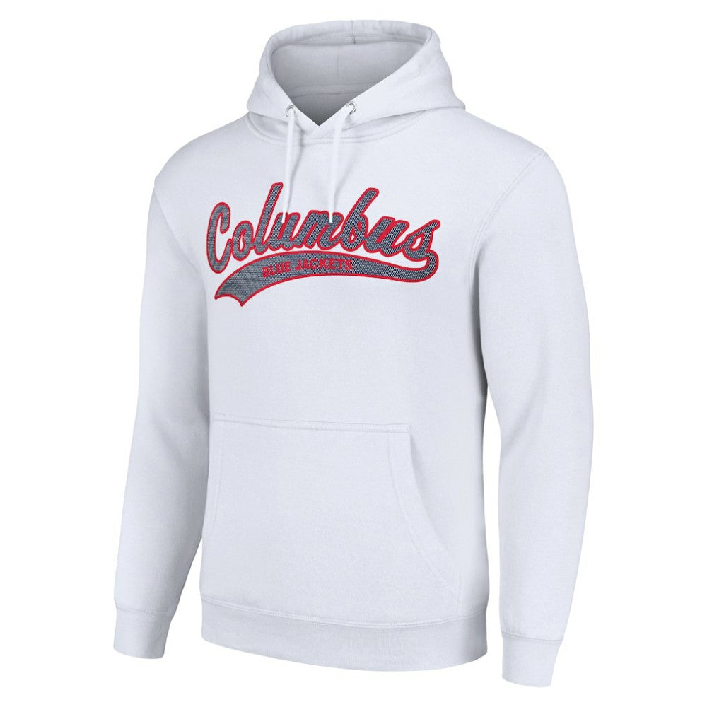 Columbus Blue Jackets Starter Tailsweep Fleece Tri-Blend Pullover Hoodie - White - NHL 200652654