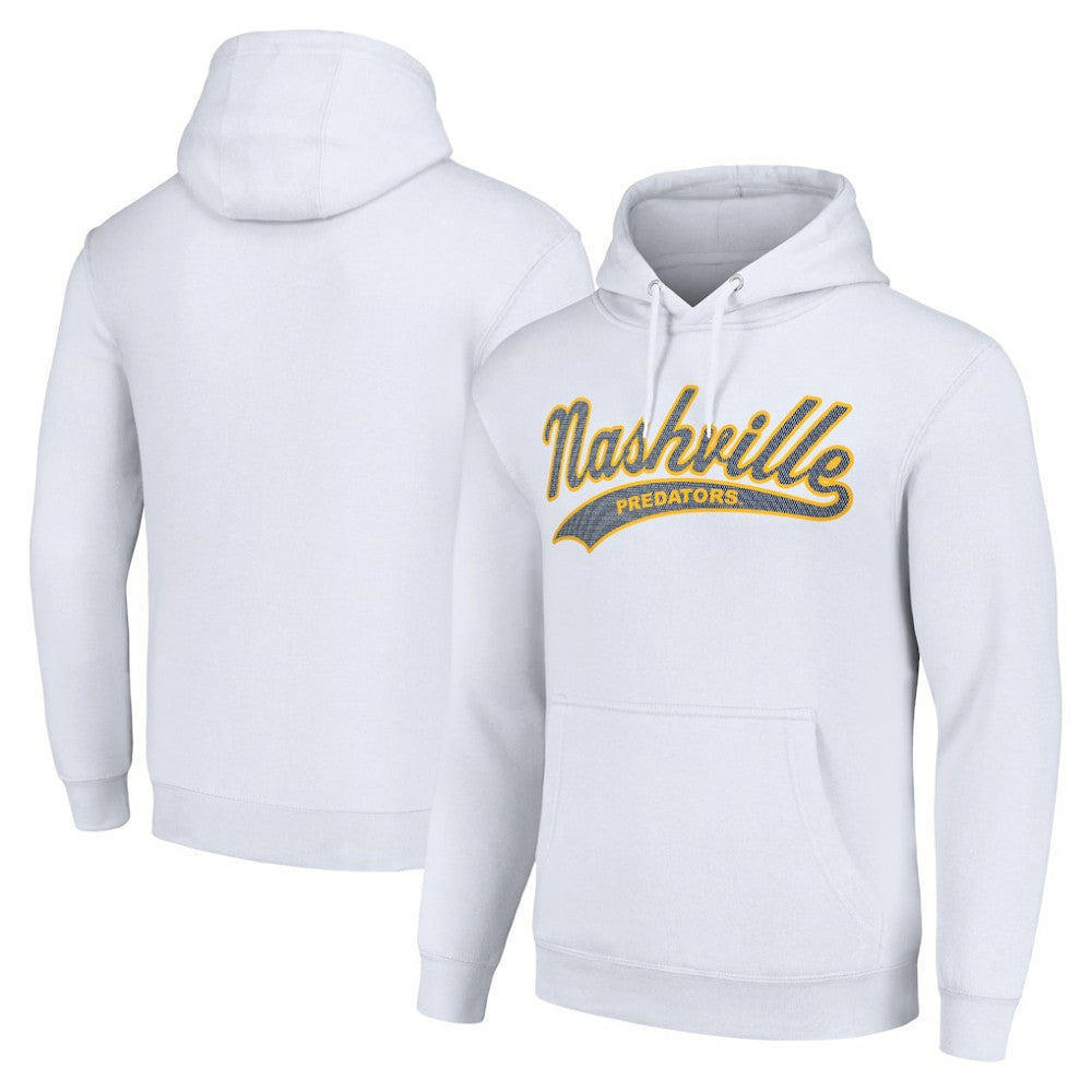 Nashville Predators Starter Tailsweep Fleece Tri-Blend Pullover Hoodie - White - NHL 200652662
