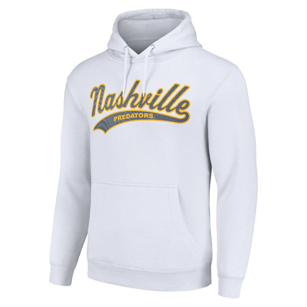 Nashville Predators Starter Tailsweep Fleece Tri-Blend Pullover Hoodie - White - NHL 200652662