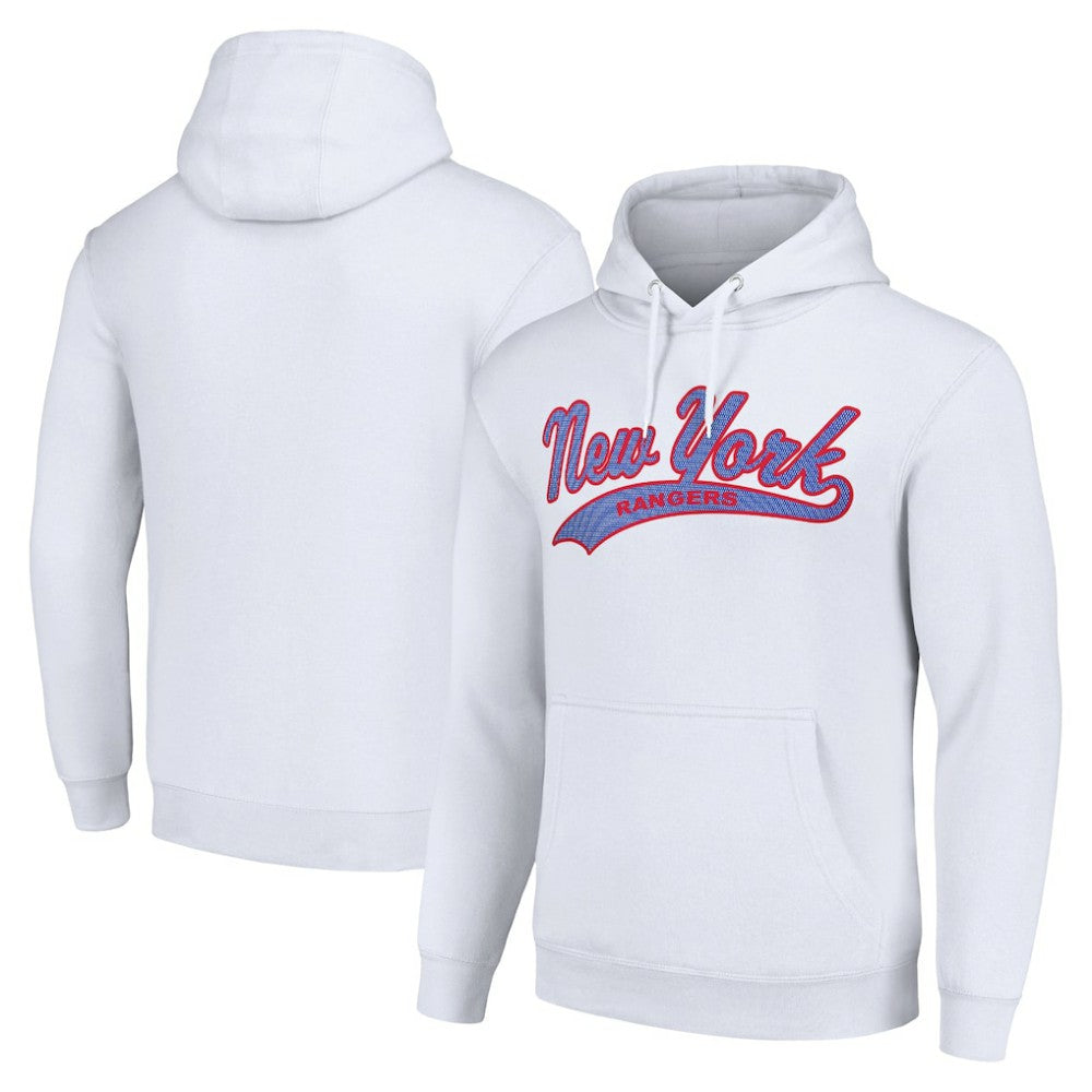 New York Rangers Starter Tailsweep Fleece Tri-Blend Pullover Hoodie - White - NHL 200652665