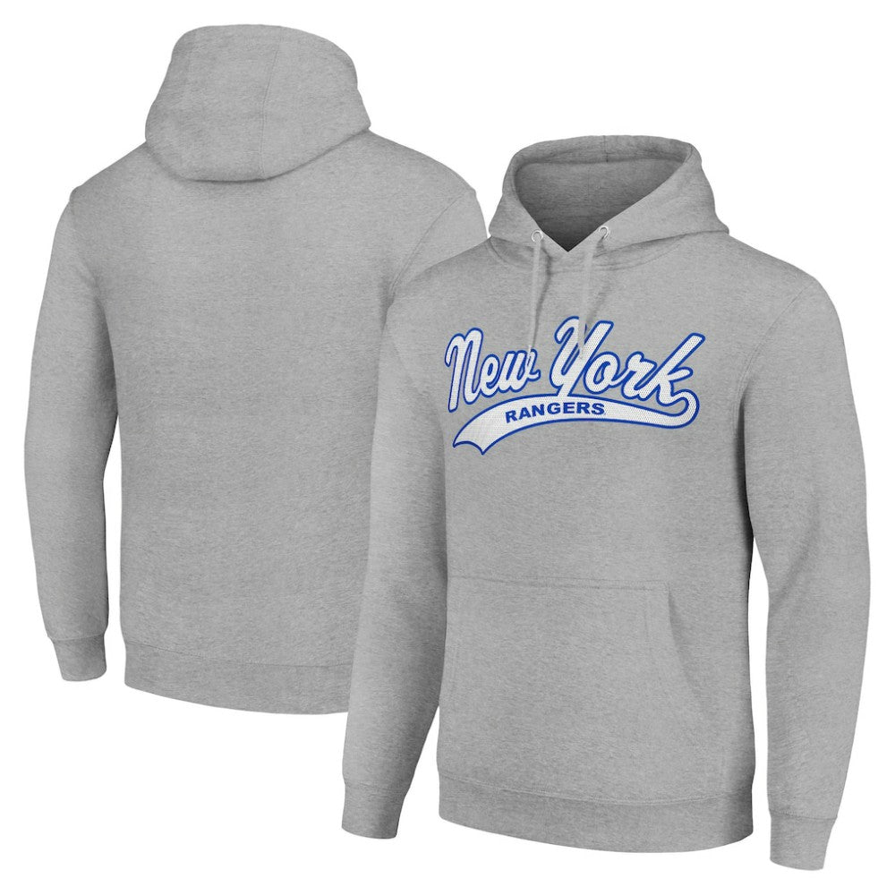 New York Rangers Starter Tailsweep Fleece Tri-Blend Pullover Hoodie - Heather Gray - NHL 200652697
