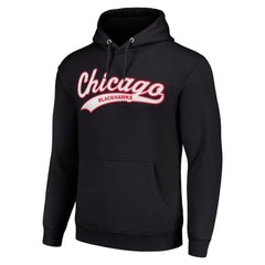 Chicago Blackhawks Starter Tailsweep Fleece Tri-Blend Pullover Hoodie - Black - NHL 200652714