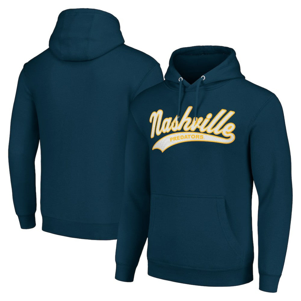 Nashville Predators Starter Tailsweep Fleece Tri-Blend Pullover Hoodie - Navy - NHL 200652731