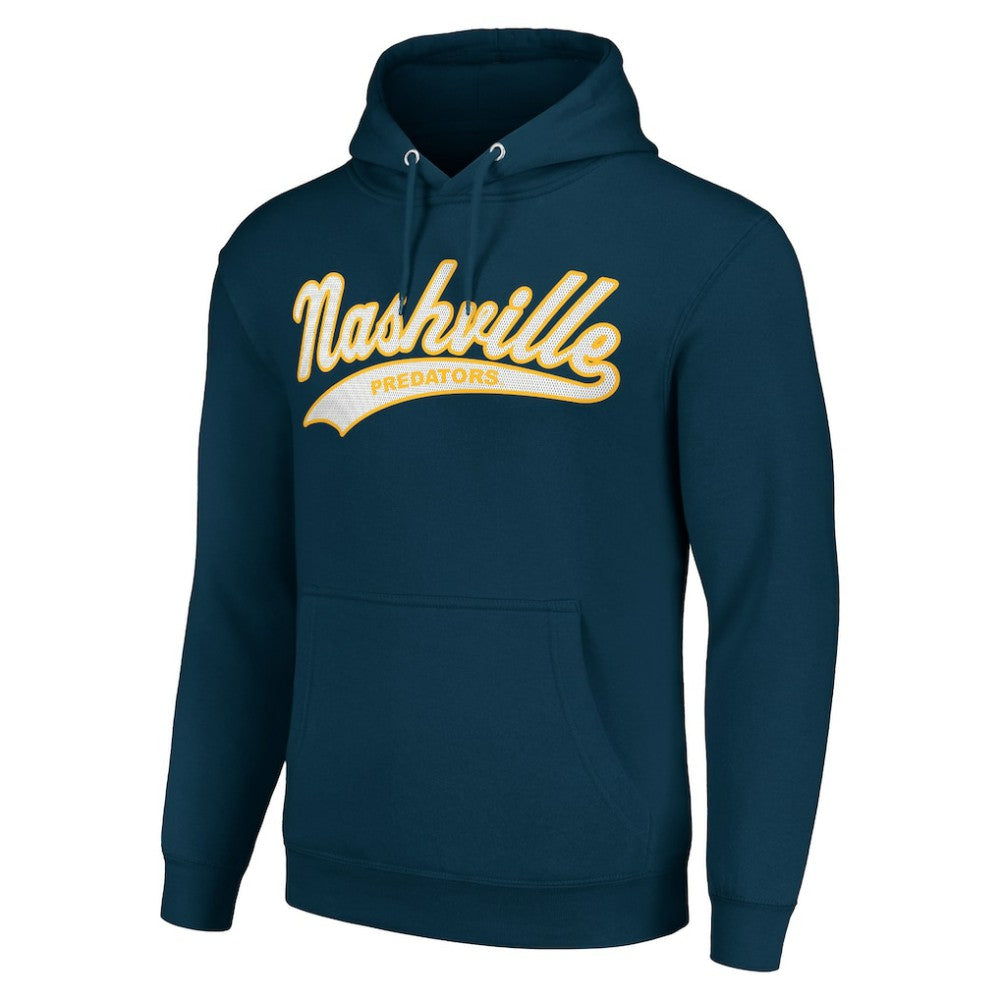 Nashville Predators Starter Tailsweep Fleece Tri-Blend Pullover Hoodie - Navy - NHL 200652731