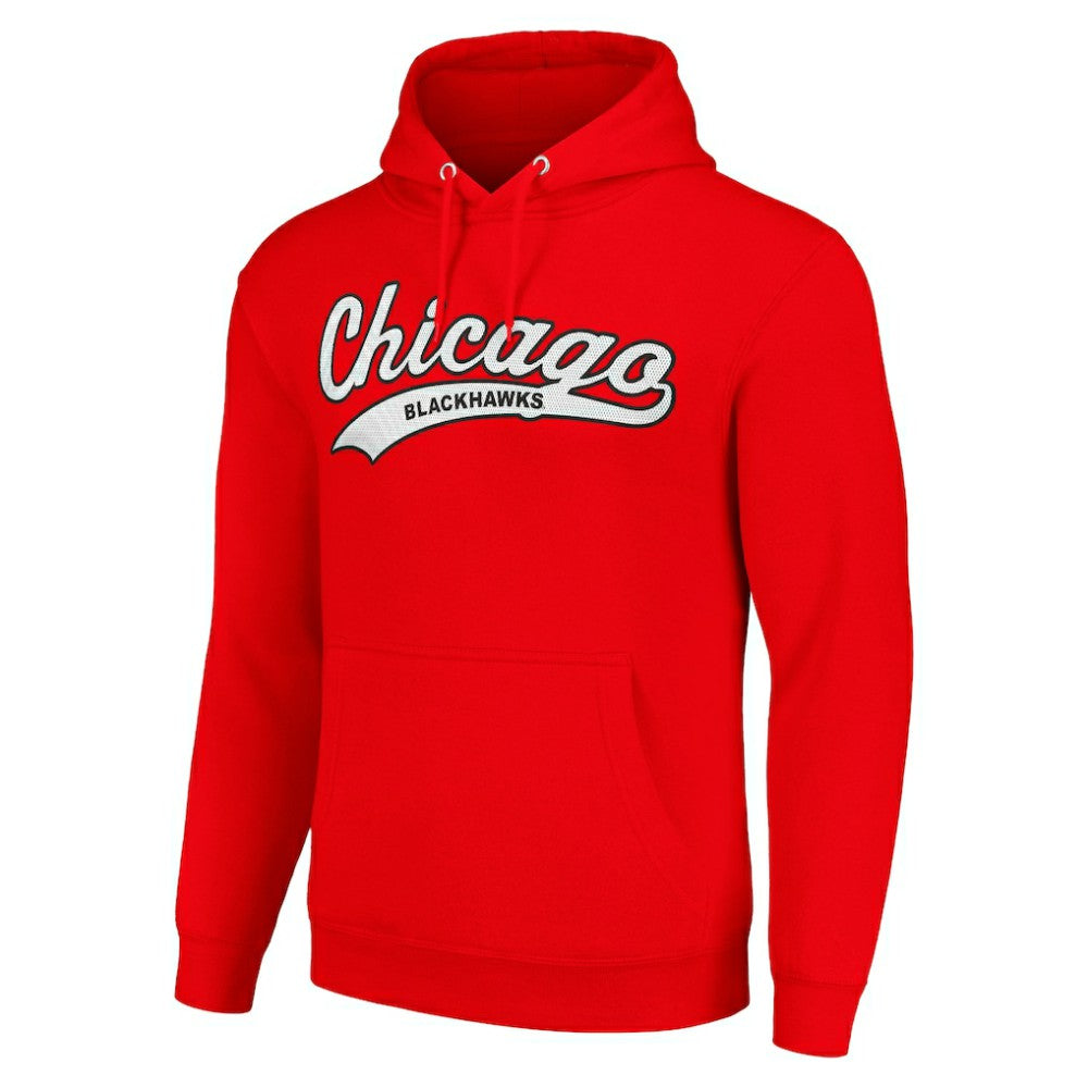 Chicago Blackhawks Starter Tailsweep Fleece Tri-Blend Pullover Hoodie - Red - NHL 200652740
