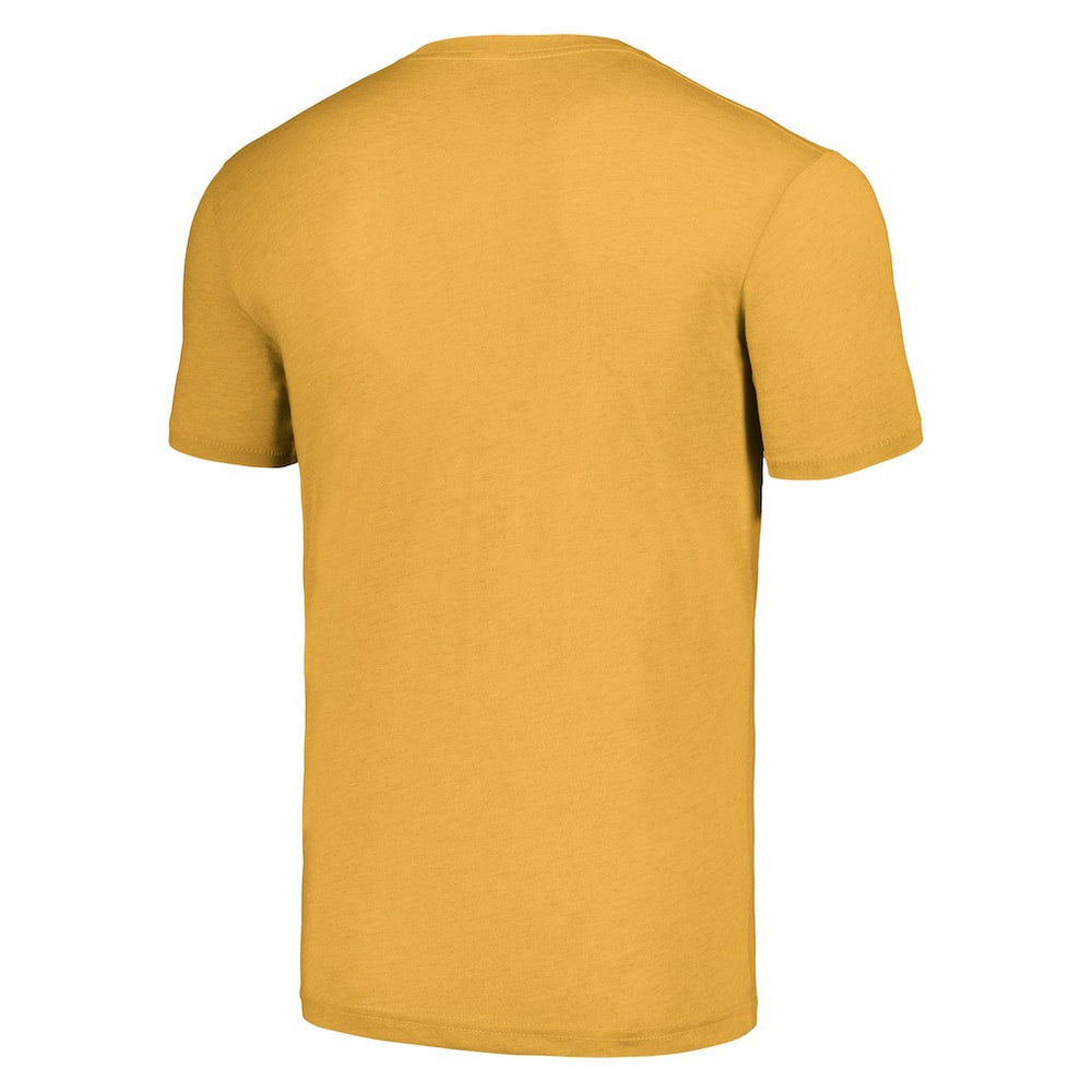 Stephen Curry Golden State Warriors Homage Unisex SkyBox Player Tri-Blend T-Shirt Gold