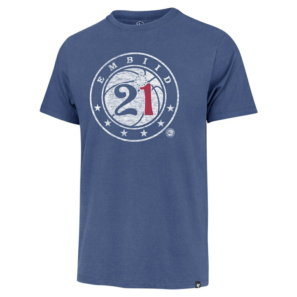 Joel Embiid Philadelphia 76ers '47 Player Logo Vintage T-Shirt Royal | 47 brand outlet