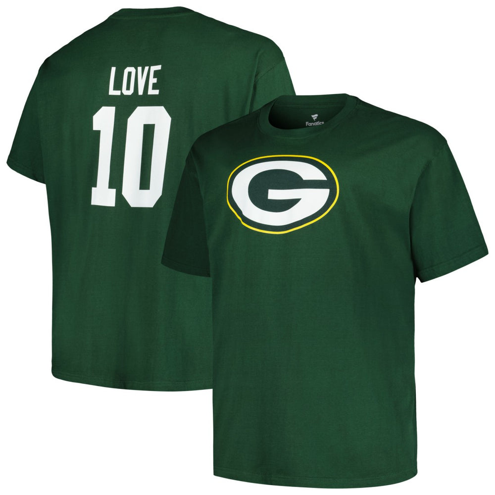 Fanatics Jordan Love Green Bay Packers Big & Tall Player Name & Number T-Shirt Green