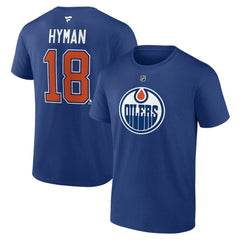 Zach Hyman Edmonton Oilers Fanatics Authentic Stack Name & Number T-Shirt - Blue - NHL 200656077
