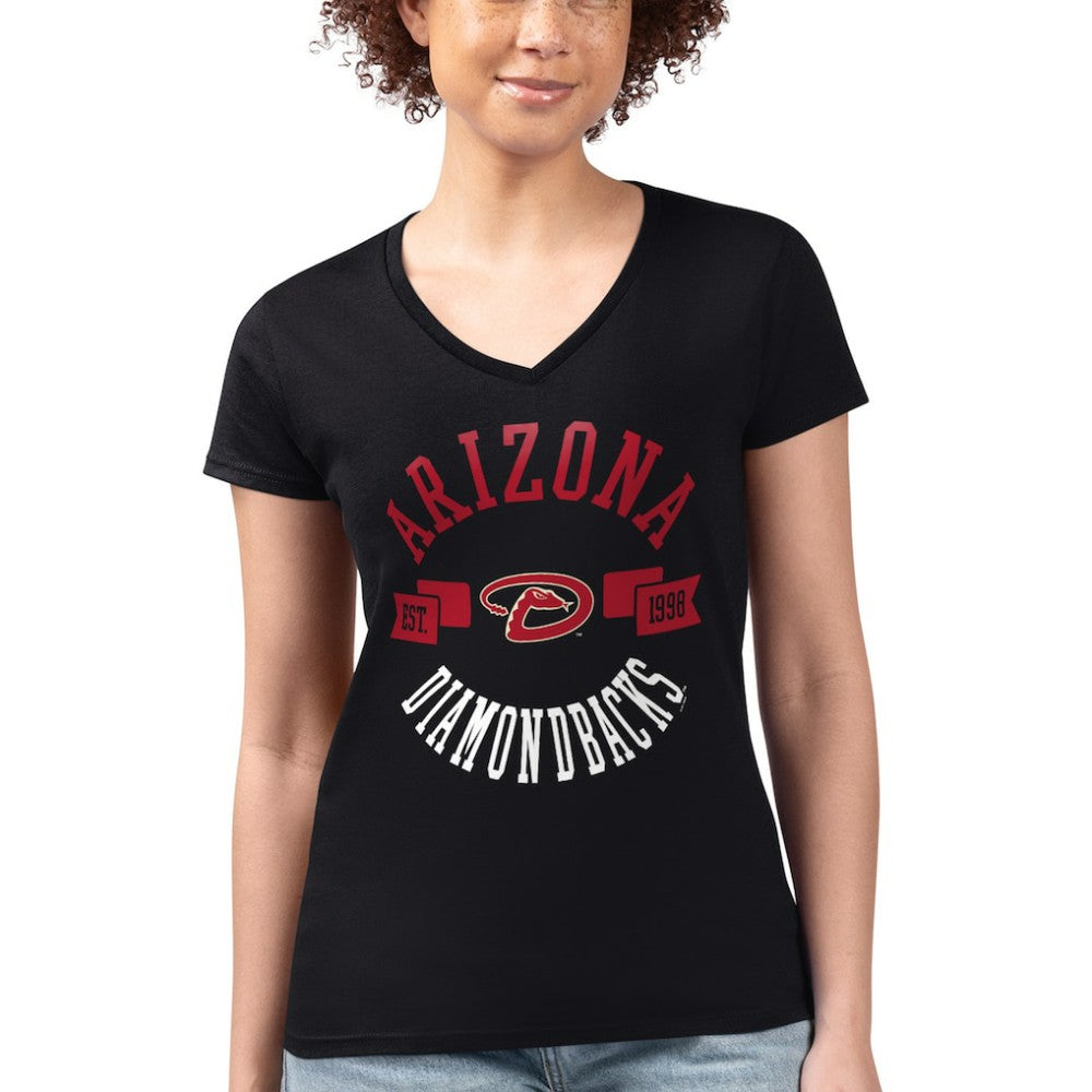 Arizona Diamondbacks G-III 4Her by Carl Banks Women's Super-Slim Fit Lightweight City Graphic V-Neck T-Shirt - Black - MLB Lifestyle