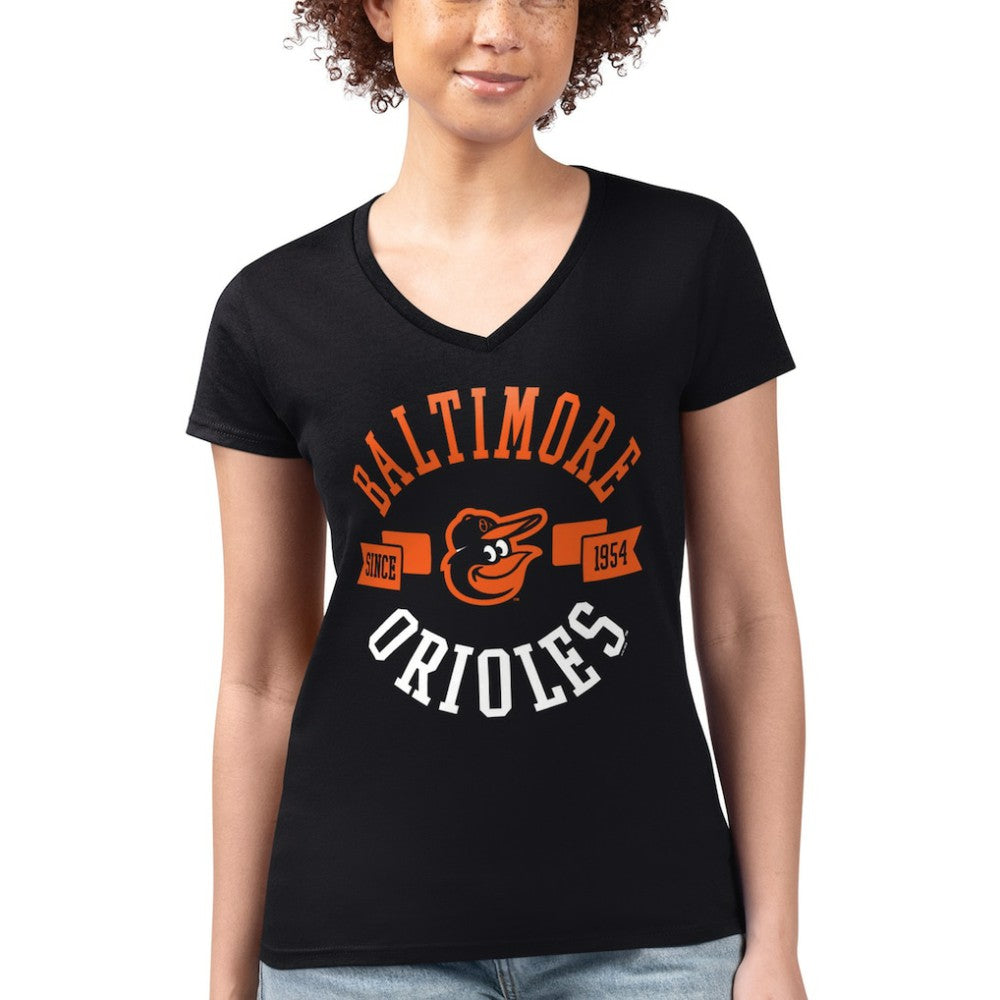 Baltimore Orioles G-III 4Her by Carl Banks Women's Super-Slim Fit Lightweight City Graphic V-Neck T-Shirt - Black - MLB Online