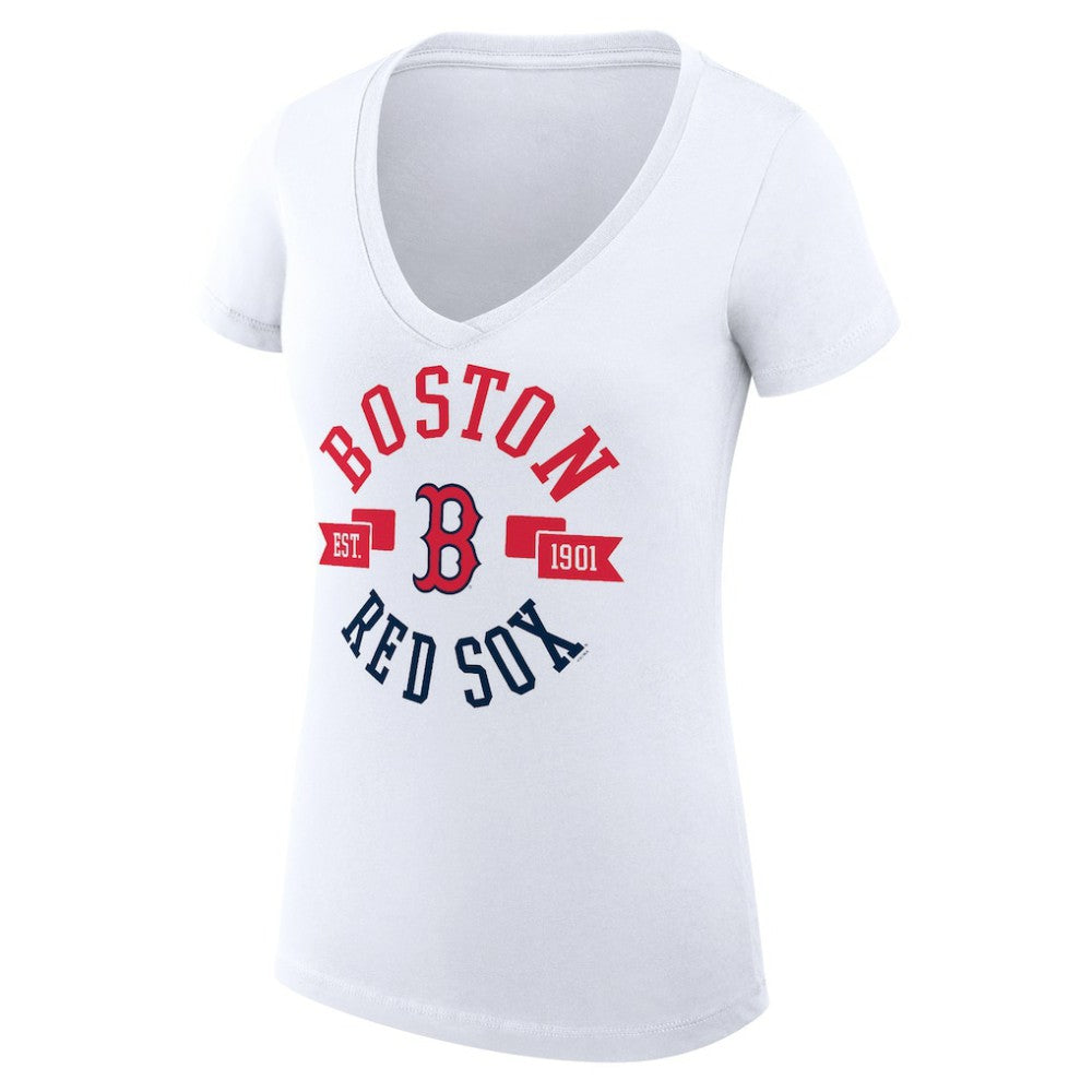 Boston Red Sox G-III 4Her by Carl Banks Women's Super-Slim Fit Lightweight City Graphic V-Neck T-Shirt - White - MLB Online