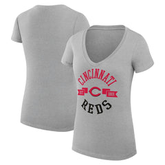 Cincinnati Reds G-III 4Her by Carl Banks Women's Super-Slim Fit Lightweight City Graphic V-Neck T-Shirt - Heather Gray - MLB Discount