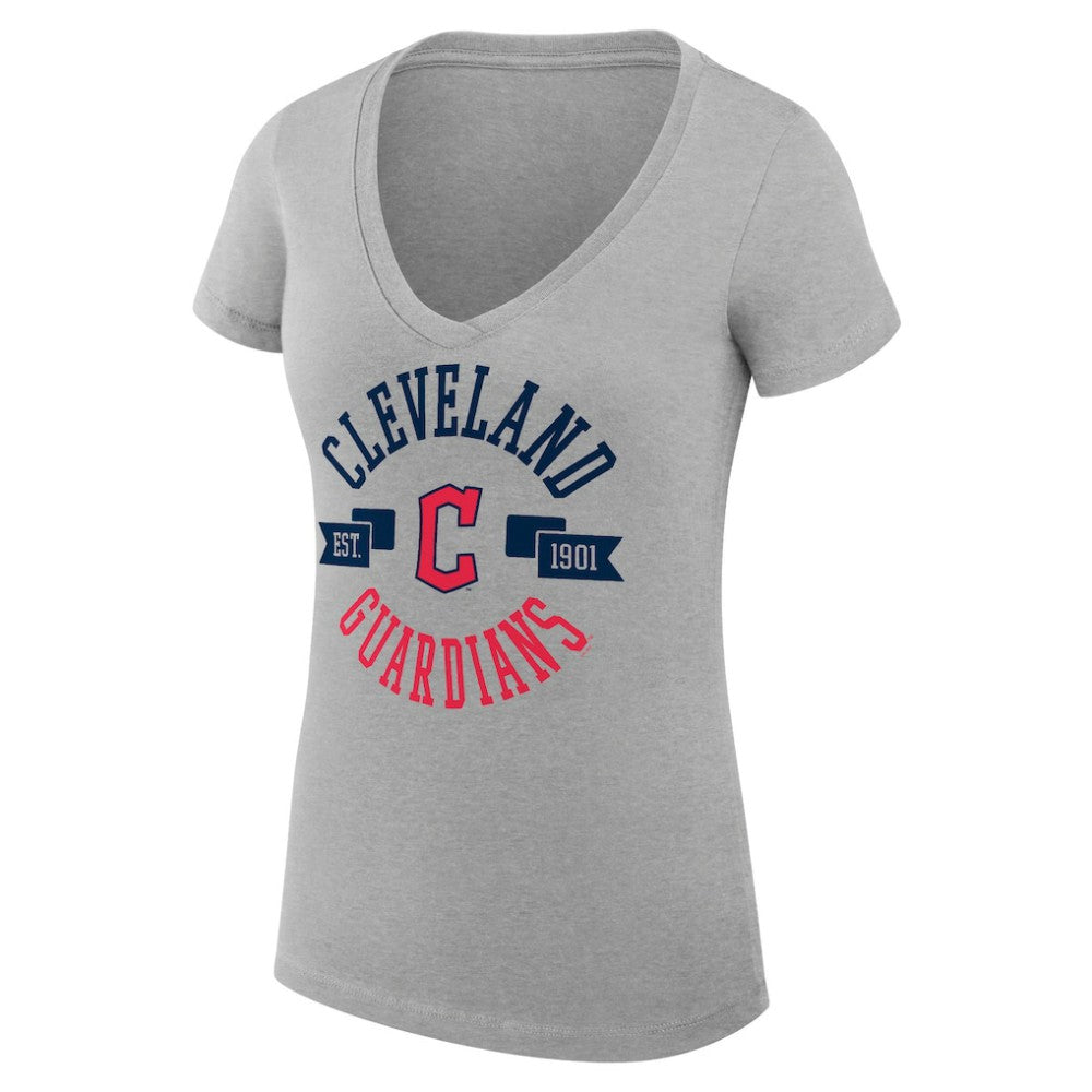Cleveland Guardians G-III 4Her by Carl Banks Women's Super-Slim Fit Lightweight City Graphic V-Neck T-Shirt - Heather Gray - MLB Online