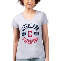 Cleveland Guardians G-III 4Her by Carl Banks Women's Super-Slim Fit Lightweight City Graphic V-Neck T-Shirt - Heather Gray - MLB Online