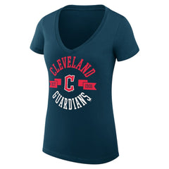 Cleveland Guardians G-III 4Her by Carl Banks Women's Super-Slim Fit Lightweight City Graphic V-Neck T-Shirt - Navy - MLB on Sale