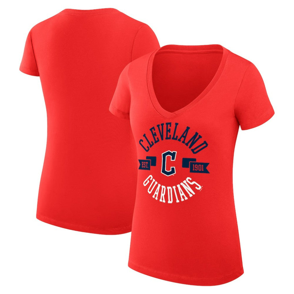 Cleveland Guardians G-III 4Her by Carl Banks Women's Super-Slim Fit Lightweight City Graphic V-Neck T-Shirt - Red - MLB Online