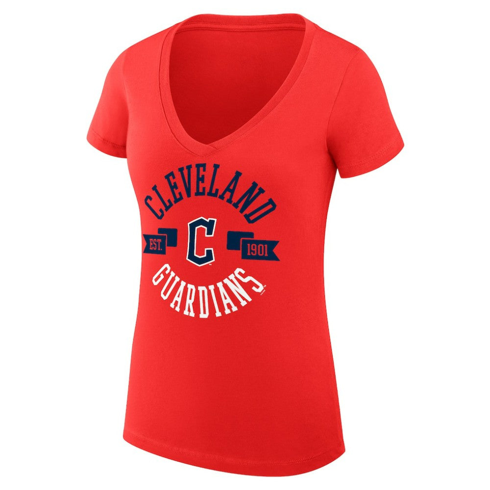 Cleveland Guardians G-III 4Her by Carl Banks Women's Super-Slim Fit Lightweight City Graphic V-Neck T-Shirt - Red - MLB Online