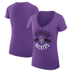 Colorado Rockies G-III 4Her by Carl Banks Women's Super-Slim Fit Lightweight City Graphic V-Neck T-Shirt - Purple - MLB Sale