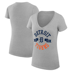 Detroit Tigers G-III 4Her by Carl Banks Women's Super-Slim Fit Lightweight City Graphic V-Neck T-Shirt - Heather Gray - MLB Online