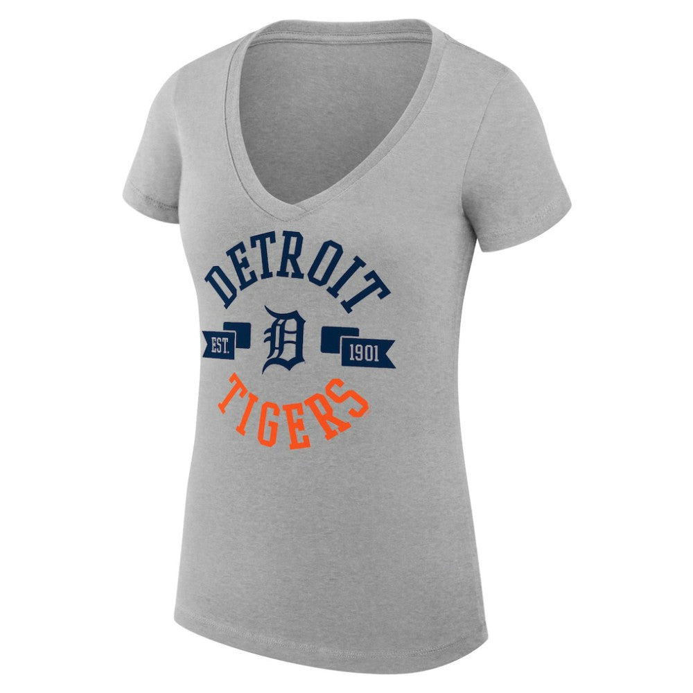 Detroit Tigers G-III 4Her by Carl Banks Women's Super-Slim Fit Lightweight City Graphic V-Neck T-Shirt - Heather Gray - MLB Online