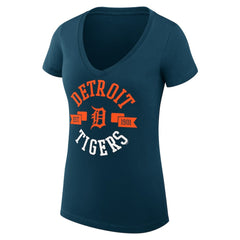 Detroit Tigers G-III 4Her by Carl Banks Women's Super-Slim Fit Lightweight City Graphic V-Neck T-Shirt - Navy - MLB Lifestyle