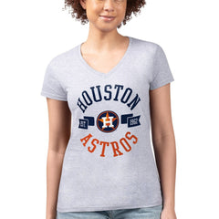 Houston Astros G-III 4Her by Carl Banks Women's Super-Slim Fit Lightweight City Graphic V-Neck T-Shirt - Heather Gray - MLB on Sale