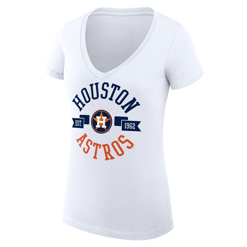 Houston Astros G-III 4Her by Carl Banks Women's Super-Slim Fit Lightweight City Graphic V-Neck T-Shirt - White - MLB on Sale