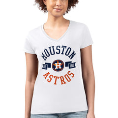 Houston Astros G-III 4Her by Carl Banks Women's Super-Slim Fit Lightweight City Graphic V-Neck T-Shirt - White - MLB on Sale