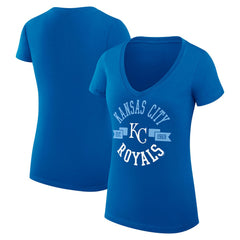 Kansas City Royals G-III 4Her by Carl Banks Women's Super-Slim Fit Lightweight City Graphic V-Neck T-Shirt - Royal - MLB Lifestyle