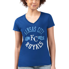 Kansas City Royals G-III 4Her by Carl Banks Women's Super-Slim Fit Lightweight City Graphic V-Neck T-Shirt - Royal - MLB Lifestyle