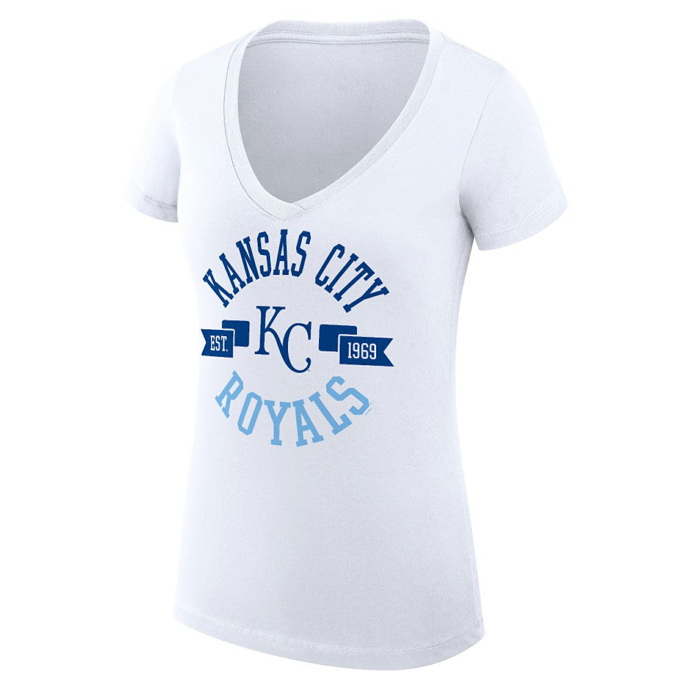 Kansas City Royals G-III 4Her by Carl Banks Women's Super-Slim Fit Lightweight City Graphic V-Neck T-Shirt - White - MLB on Sale